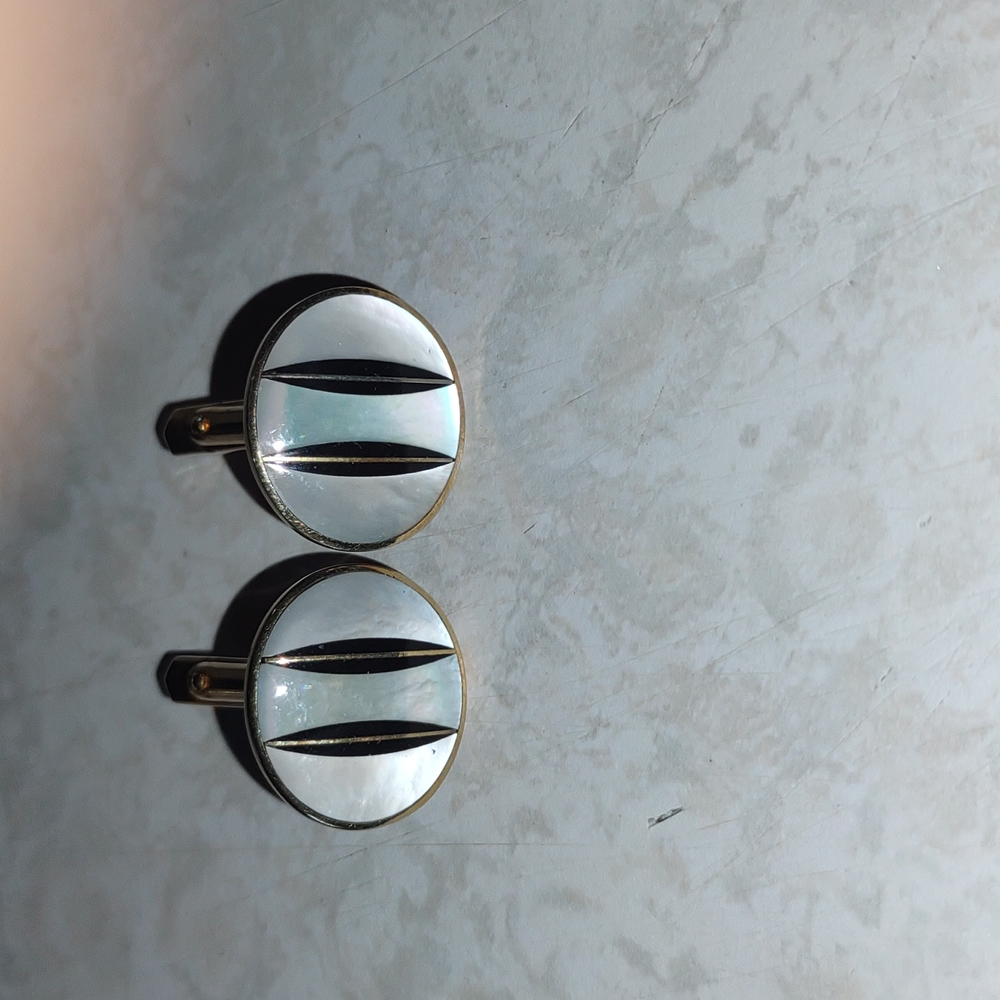 Vintage Gold tone Mother of pearl cufflinks